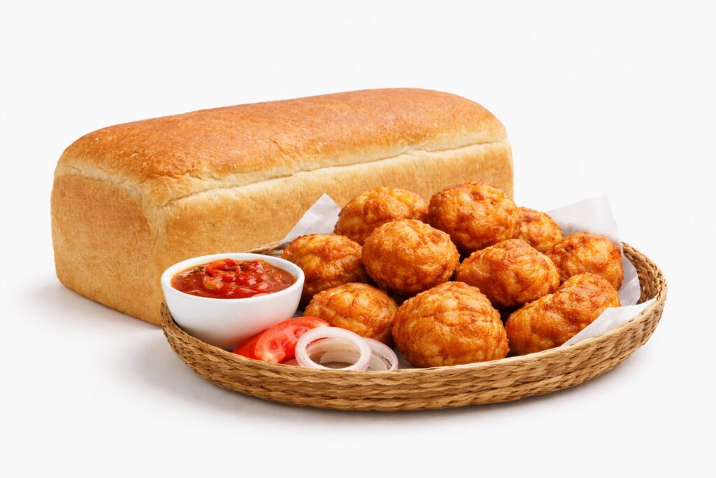 Agege Bread Combo (moimoi, Akara, Suya, Ewa Agoyin)